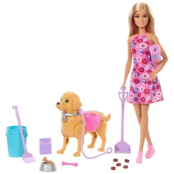 Barbie Walk And Potty nukke ja koira leikkisetti