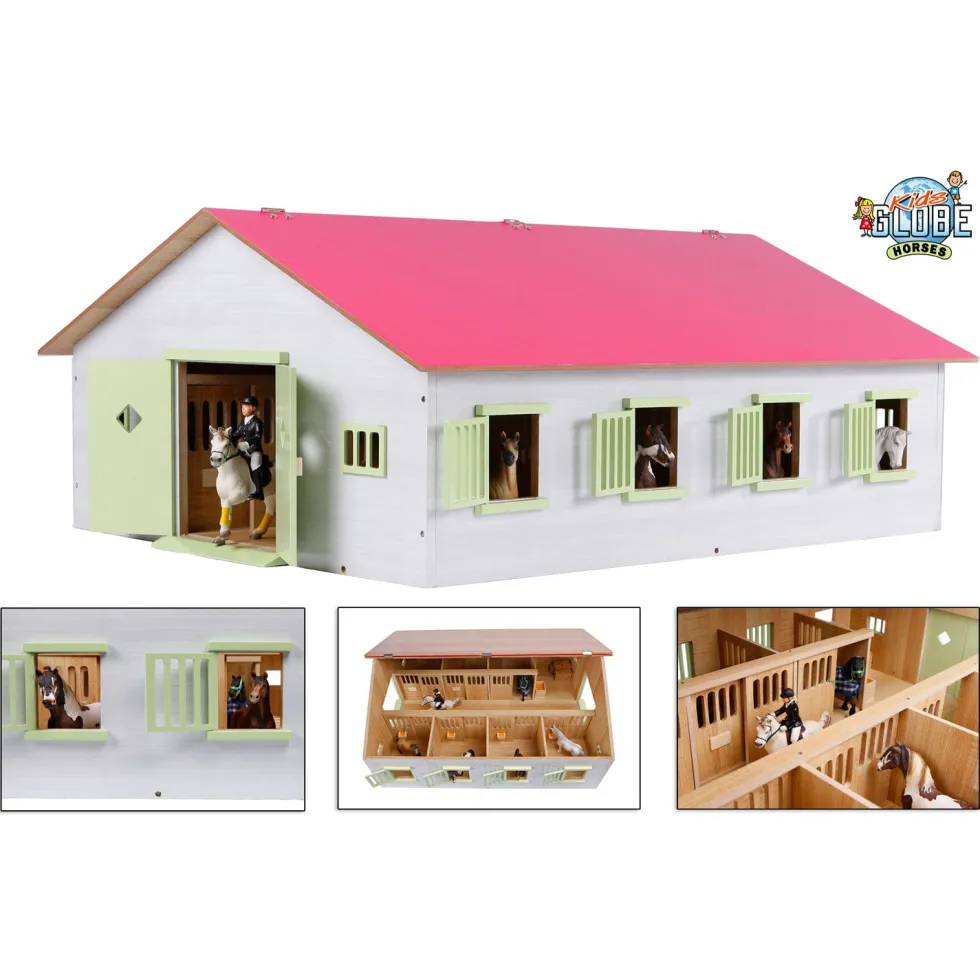 Kids Globe Hevostalli 1:24 (sopii Schleich hevosille), Huom! pakkauksessa kulumaa!