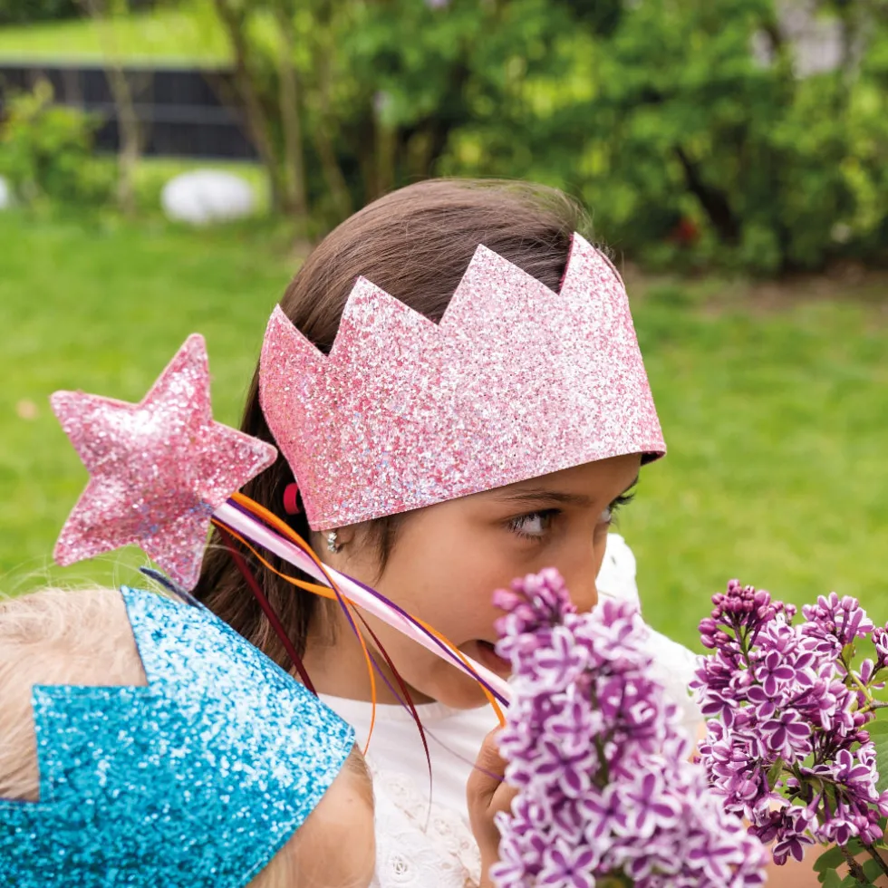 Lasten glitter kruunu ja taikasauva - pinkki