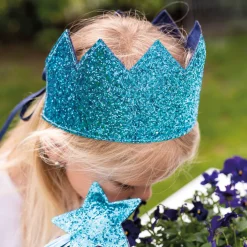 Lasten glitter kruunu ja taikasauva - sininen