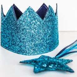 Lasten glitter kruunu ja taikasauva - sininen