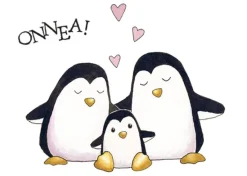 Onnittelukortti vauva pingviini kirjekuorella