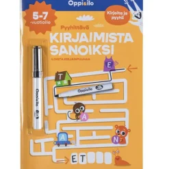 Oppi&ilo Pyyhittävä Kirjaimista sanoiksi -puuhakirja 5-7v
