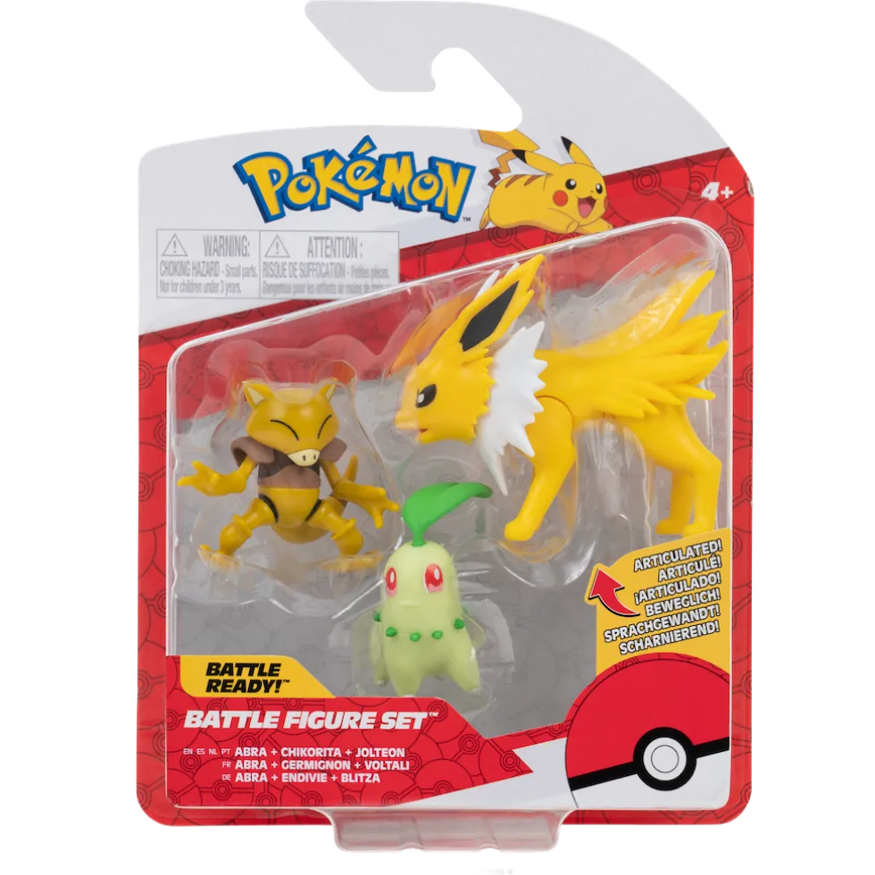 Pokemon Battle figuuri 3-Pack - Abra + Chikorita + Jolteon