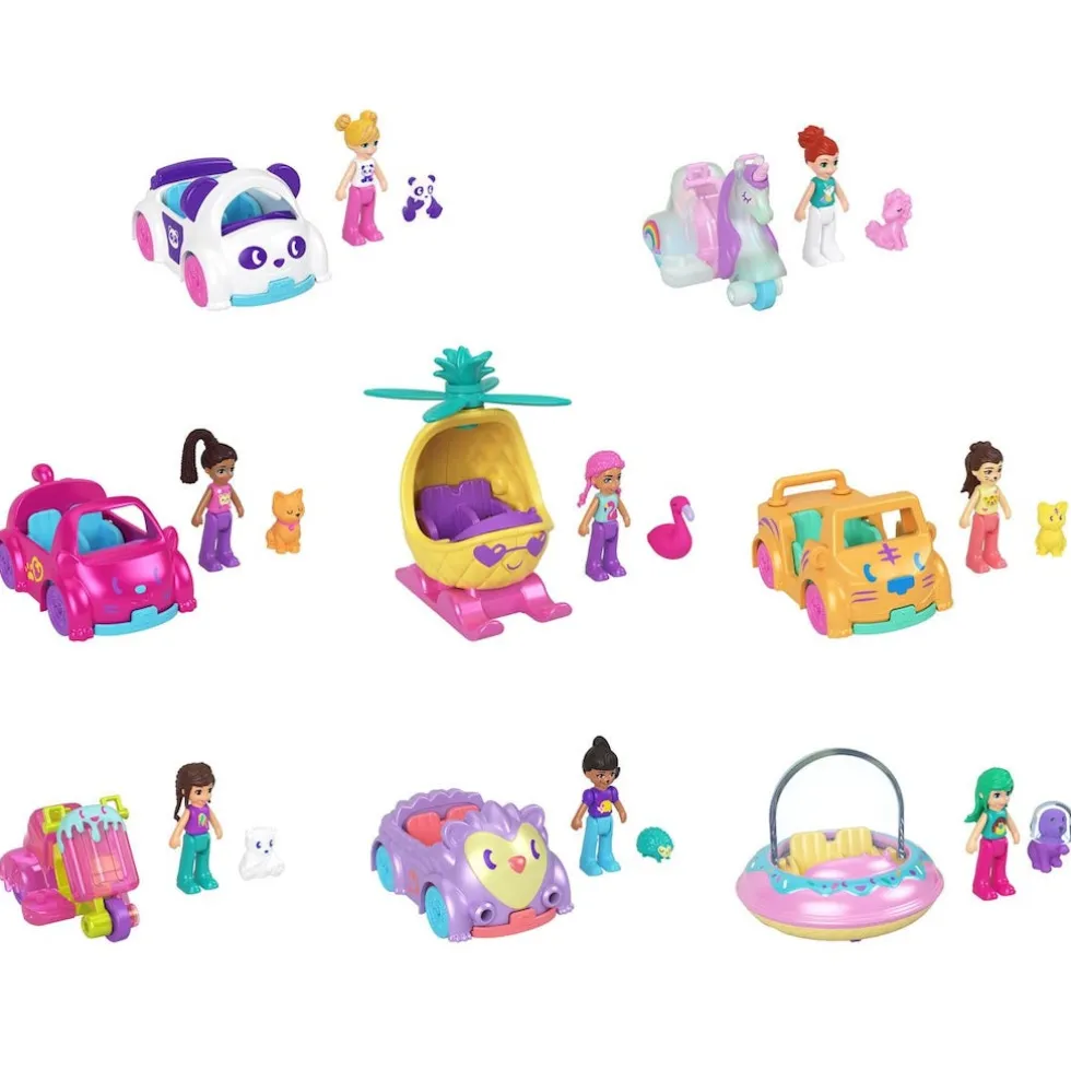 Polly Pocket ajoneuvo ja nukke - lajitelma