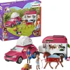 Schleich 42535 Auto ja hevos traileri teltalla