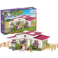 Schleich 42344 Hevostalli, hevoset ja ratsastaja