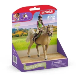 Schleich 42714 ratsastaja Sarah & Mystery hevonen + varusteet