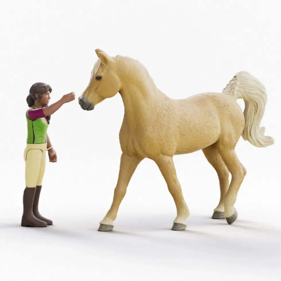 Schleich 42714 ratsastaja Sarah & Mystery hevonen + varusteet