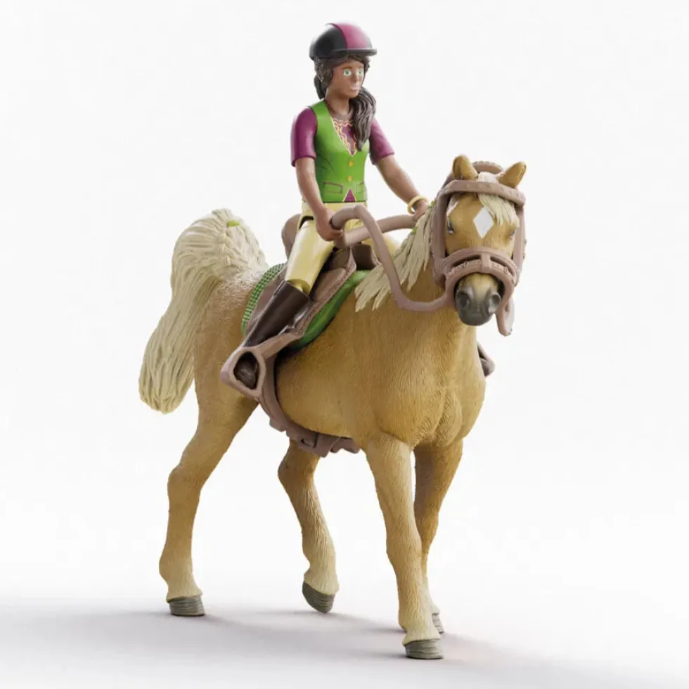 Schleich 42714 ratsastaja Sarah & Mystery hevonen + varusteet
