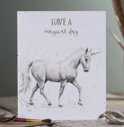 Wrendale Designs Yksisarvinen - 2 osainen syntymäpäivä kortti